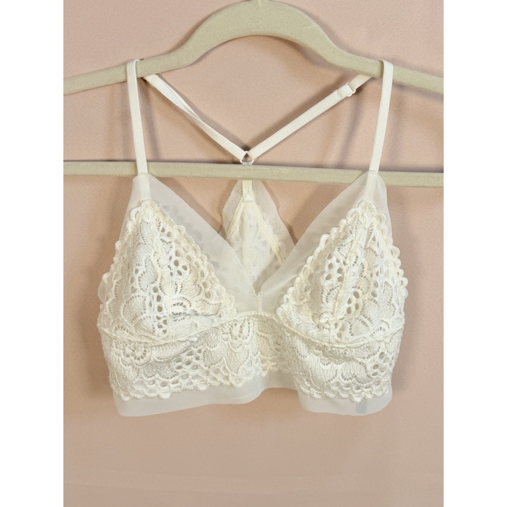 Aerie Size Small Ivory Lace Removable Cups Wireless Pullover Bralette